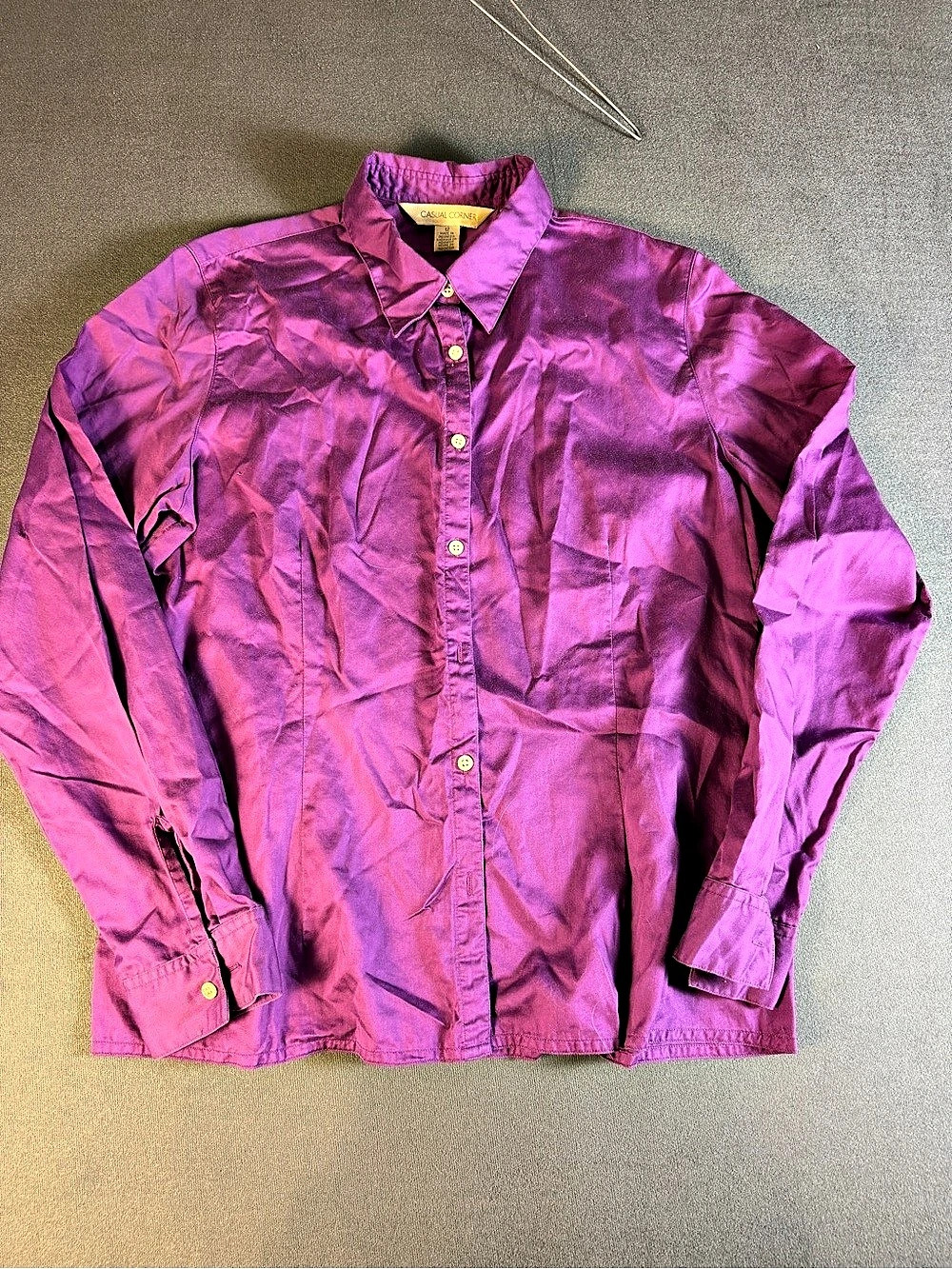 Casual Corner Button Down Shirt in Purple Size 12
